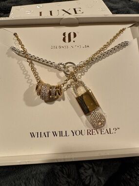 Luxe Layers Two-Tone Gold & Silver Padlock Layered Necklace with Pavé Rings